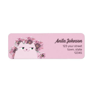 Süße Katze Rosa Rücksendeadress-Etikett