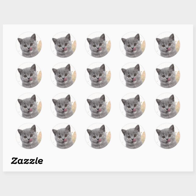 Süße Katze  Runder Aufkleber (Blatt)