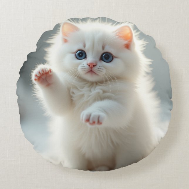 Süße Katze Rundes Kissen (Vorderseite)