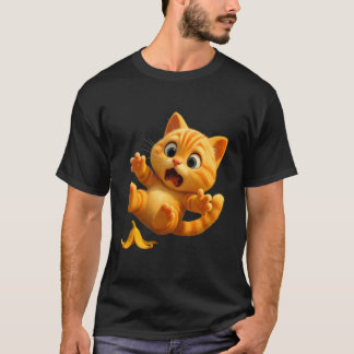 Süße Katze rutscht auf einer Banane aus, bezaubern T-Shirt
