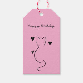 Süße Katze sagt: Alles Gute zum Geburtstag. Geschenkanhänger