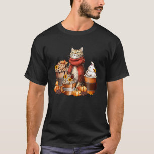 Süße Katze Schal Kürbis-Gewürz-Kaffee-Latte Eisige T-Shirt