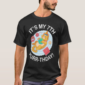 Süße Katze Schlaf Spielzeug Fisch 7 Jahre alt Es i T-Shirt