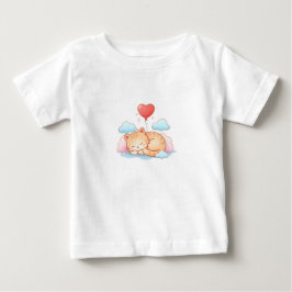 Süße Katze schläft mit Herzballon Baby T-shirt