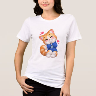 Süße Katze Schüchternes Lächeln Sticker Tri-Blend Shirt