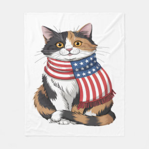süße Katze Sommer Flagge US Memorial Day Fleecedecke