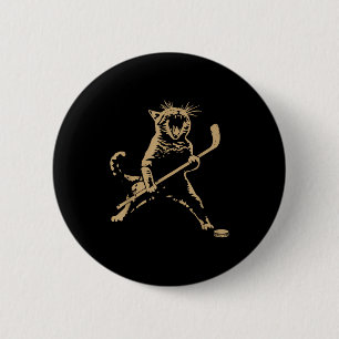 Süße Katze spielt Eishockey Liebhaber Spieler Lust Button