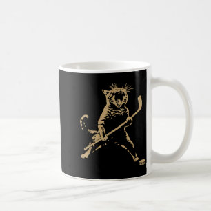 Süße Katze spielt Eishockey Liebhaber Spieler Lust Kaffeetasse