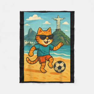 Süße Katze spielt Fußball Sport Rio De Janeiro Bra Fleecedecke