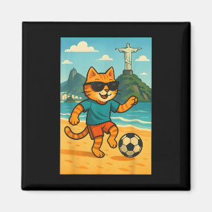 Süße Katze spielt Fußball Sport Rio De Janeiro Bra Magnet