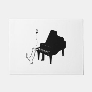 Süße Katze spielt Klavier lustiger Musiker Kunst Fußmatte