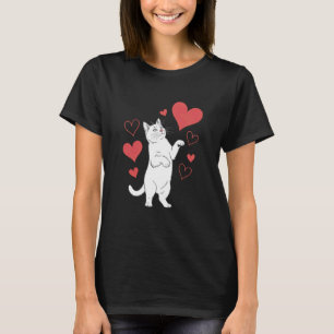 Süße Katze spielt mit Herzen Valentinstag Tierlieb T-Shirt