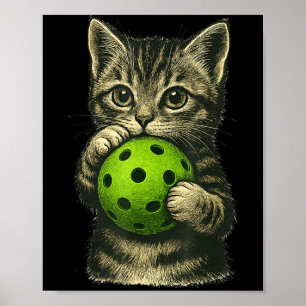 Süße Katze spielt Pickleball Katzenliebhaber Poster