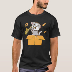 Süße Katze spielt Saxophon Musiker Saxophon Spiel T-Shirt