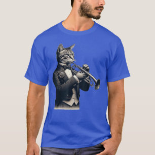 Süße Katze spielt Trompete Musiker Musik Jungen Ge T-Shirt
