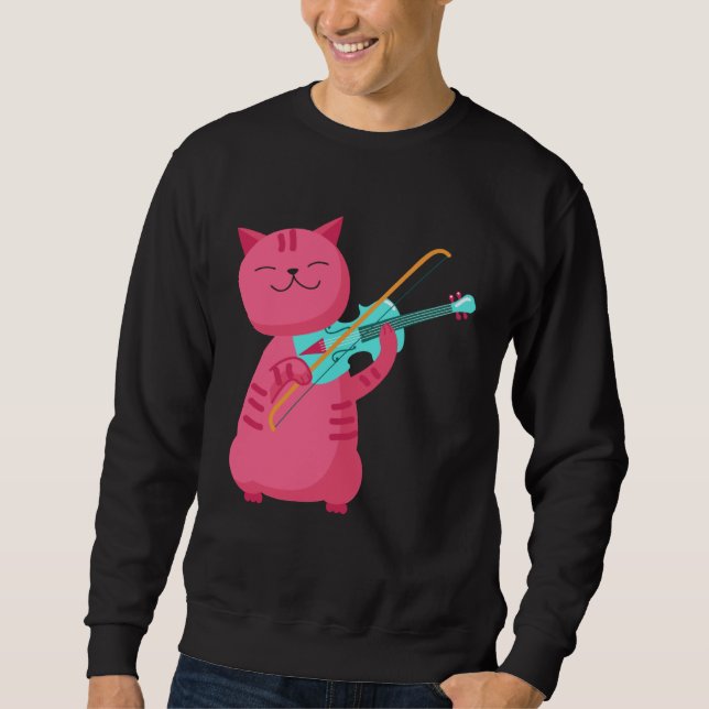 Süße Katze spielt Violine Sweatshirt (Vorderseite)
