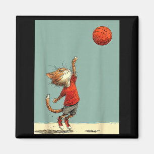 Süße Katze Sport lustige Basketball-Illustration Magnet