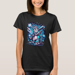 Süße Katze Sternengucken-Teleskop Kosmischer Nacht T-Shirt