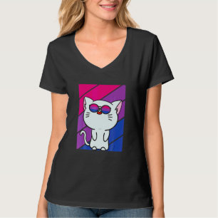 Süße Katze Stolz Bisexuell Flagge LGBQ Stolz Verbü T-Shirt