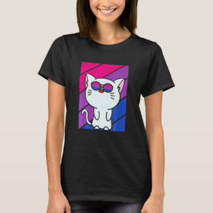 Süße Katze Stolz Bisexuell-Flagge LGBQ Stolz Verbü T-Shirt