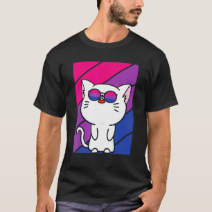 Süße Katze Stolz Bisexuelle Flagge Lgbtq Stolz Ver T-Shirt