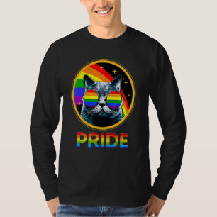 Süße Katze Stolz Regenbogen LGBTQ LGBT Schwul Lesb T-Shirt