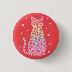  süße Katze süßer Regenbogen Herzen Pastellverlauf Button