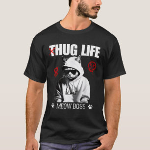 Süße Katze Umarme Leben Lustig Thug Gangster Hipho T-Shirt