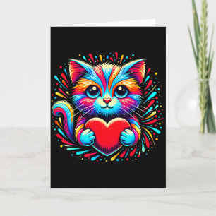 Süße Katze umarmt Valentinsherz Kitty Love Katze K Karte