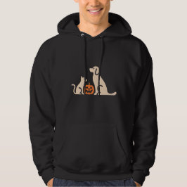 süße Katze und Hund treffen sich an Halloween Hoodie