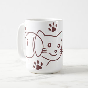 Süße Katze- und Hundelinie  Kaffeetasse