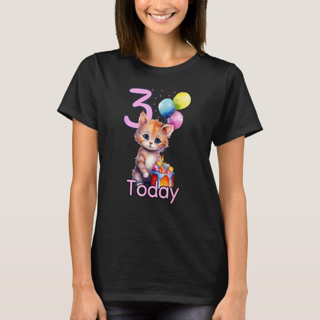 Süße Katze und Kätzchen, Mädchen oder Junge 3. Geb T-Shirt (Vorderseite)