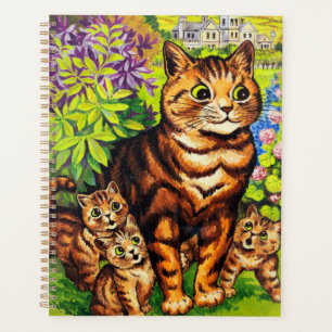 Süße Katze und Kätzchen Zeichnung von Louis Wain Planer