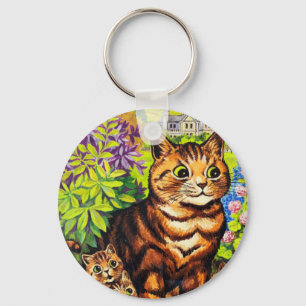 Süße Katze und Kätzchen Zeichnung von Louis Wain Schlüsselanhänger