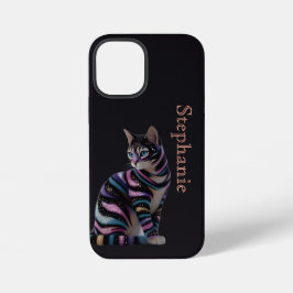 Süße Katze und personalisierter Namensentwurf iPhone 12 Mini Hülle