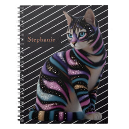 Süße Katze und personalisierter Namensentwurf Notizblock