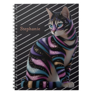 Süße Katze und personalisierter Namensentwurf Notizblock