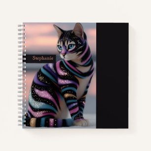 Süße Katze und personalisierter Namensentwurf Notizbuch