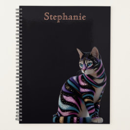 Süße Katze und personalisierter Namensentwurf Planer