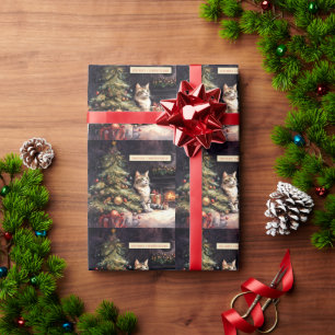 Süße Katze unterm Weihnachtsbaum Geschenkpapier