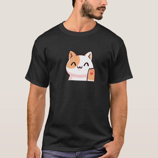 Süße Katze Uwu Stil T-Shirt (Vorderseite)