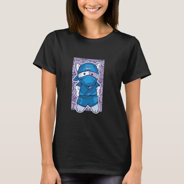 Süße Katze verkleidet als Ninja T-Shirt (Vorderseite)