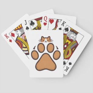 Süße Katze versteckt sich in Pfotenabdruck - Illus Spielkarten