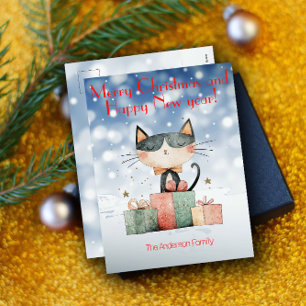 Süße Katze Weihnachtsgeschenk Feiertags-Postkarte Feiertagspostkarte