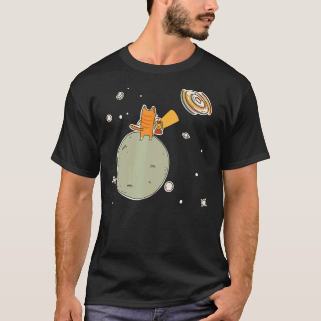 Süße Katze Weltraum Kunst T-Shirt (Vorderseite)