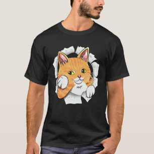 Süße Katze zerrissenes Tuch für Katze die Kätzchen T-Shirt