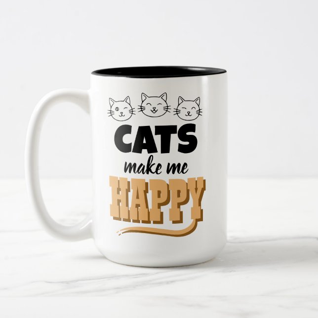 Süße Katze Zitat-Typografie Minimalistischer Katze Zweifarbige Tasse (Links)