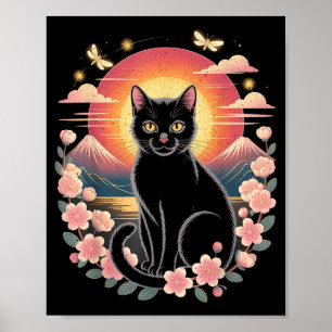 Süße Katzen Anime Japanisch Retro Männer Frauen Ki Poster