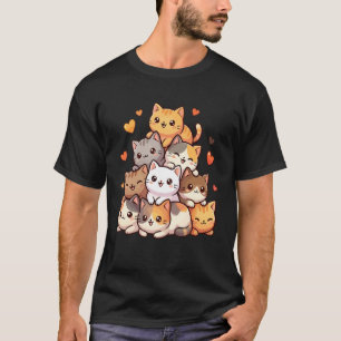 Süße Katzen Anime Kawaii Katzen T-Shirt