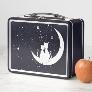 Süße Katzen auf dem Mond Metall Brotdose